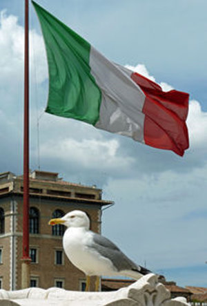 Flagge mit Vogel: Italien will Innovationen forcieren (Foto: pixelio.de, Damm)