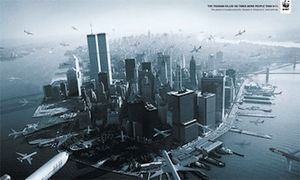 Aufregerbild: Werbung setzt auf 9/11-Terror (Foto: wwf.panda.org)