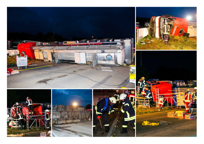 Dramatischer Unfall auf A7 – LKW Fahrer eingeklemmt und in Lebensgefahr